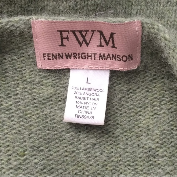 Fenn Wright Manson Olive Green Wool Cardigan Sz-L - Picture 6 of 6
